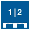 Blau-weißes Icon, welches die Fähigkeit des Mehrfachpalettenhandlings repräsentiert