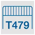 Icon mit einem blauen Lastschutzgitter auf weißem Hintergrund und der Aufschrift T479 darunter